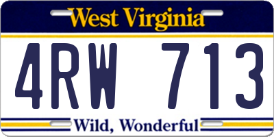 WV license plate 4RW713