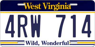 WV license plate 4RW714