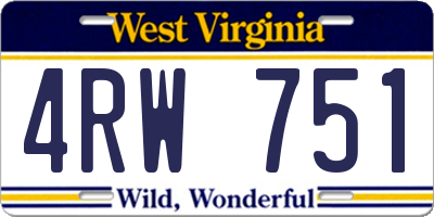 WV license plate 4RW751