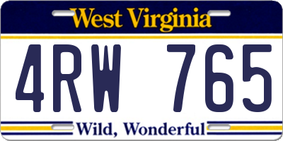 WV license plate 4RW765