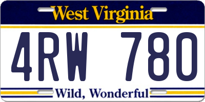 WV license plate 4RW780