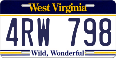 WV license plate 4RW798
