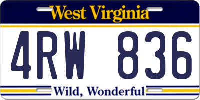 WV license plate 4RW836