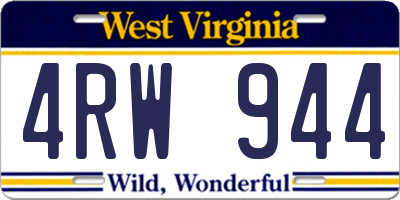 WV license plate 4RW944