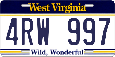 WV license plate 4RW997