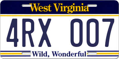 WV license plate 4RX007