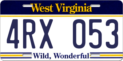 WV license plate 4RX053
