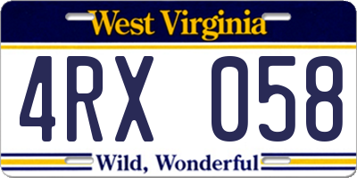 WV license plate 4RX058