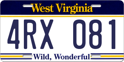 WV license plate 4RX081