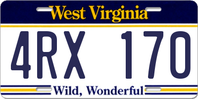 WV license plate 4RX170