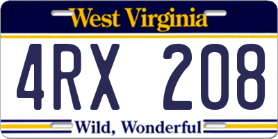 WV license plate 4RX208