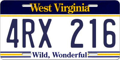 WV license plate 4RX216