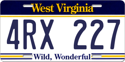 WV license plate 4RX227