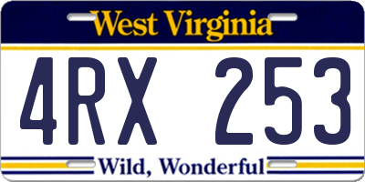 WV license plate 4RX253