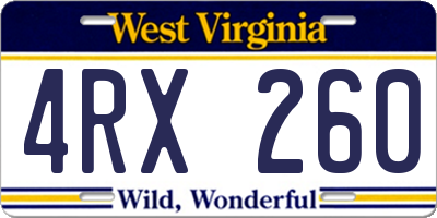 WV license plate 4RX260