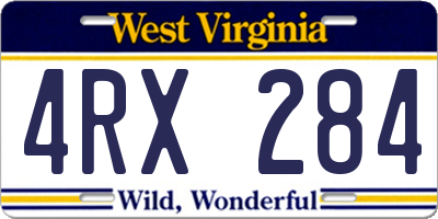 WV license plate 4RX284