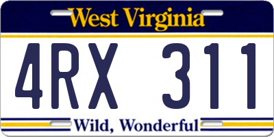 WV license plate 4RX311