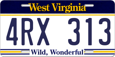 WV license plate 4RX313