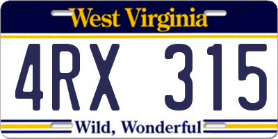 WV license plate 4RX315