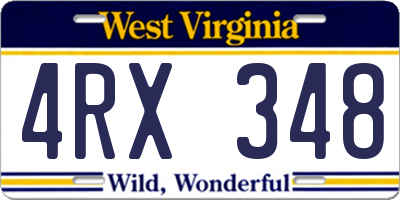 WV license plate 4RX348