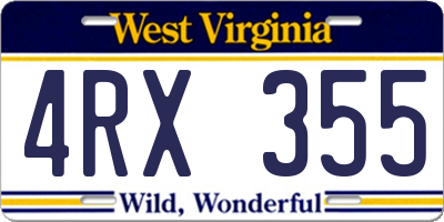 WV license plate 4RX355