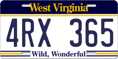 WV license plate 4RX365