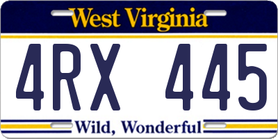 WV license plate 4RX445