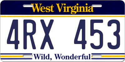 WV license plate 4RX453