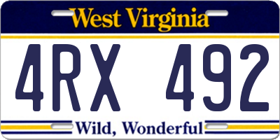 WV license plate 4RX492