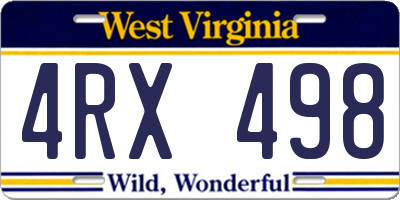 WV license plate 4RX498