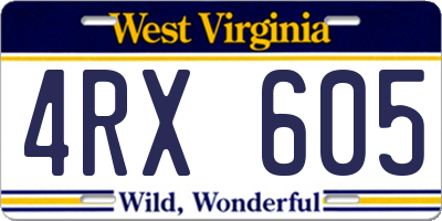 WV license plate 4RX605