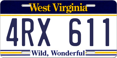 WV license plate 4RX611