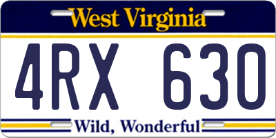 WV license plate 4RX630