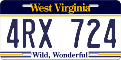 WV license plate 4RX724