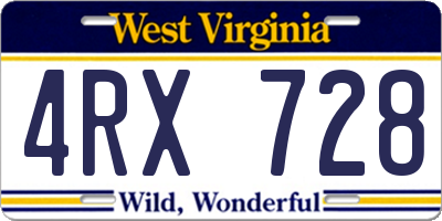 WV license plate 4RX728