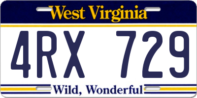 WV license plate 4RX729