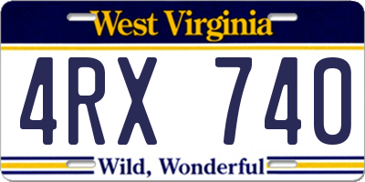 WV license plate 4RX740