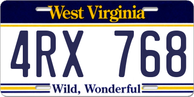 WV license plate 4RX768