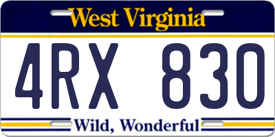 WV license plate 4RX830