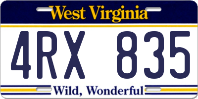 WV license plate 4RX835