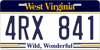 WV license plate 4RX841