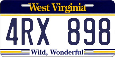 WV license plate 4RX898