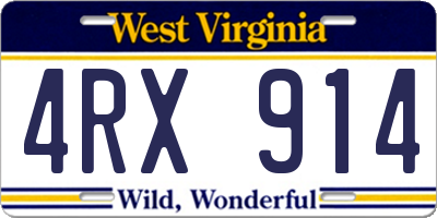 WV license plate 4RX914