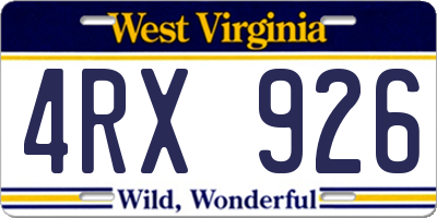 WV license plate 4RX926