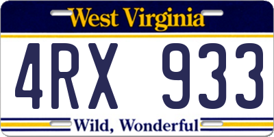 WV license plate 4RX933