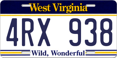 WV license plate 4RX938