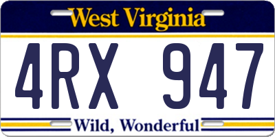 WV license plate 4RX947