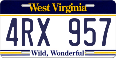 WV license plate 4RX957