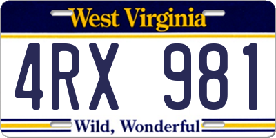 WV license plate 4RX981