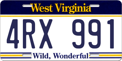 WV license plate 4RX991